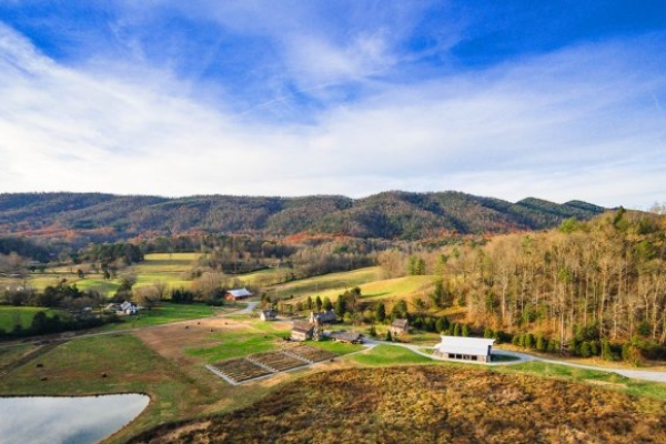 Aerial View of Pure Water Farm Wedding Venue East Tennessee