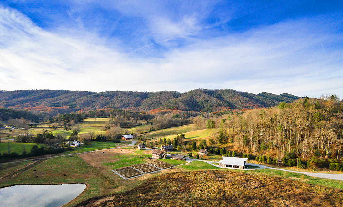 Aerial View of Pure Water Farm Wedding Venue East Tennessee